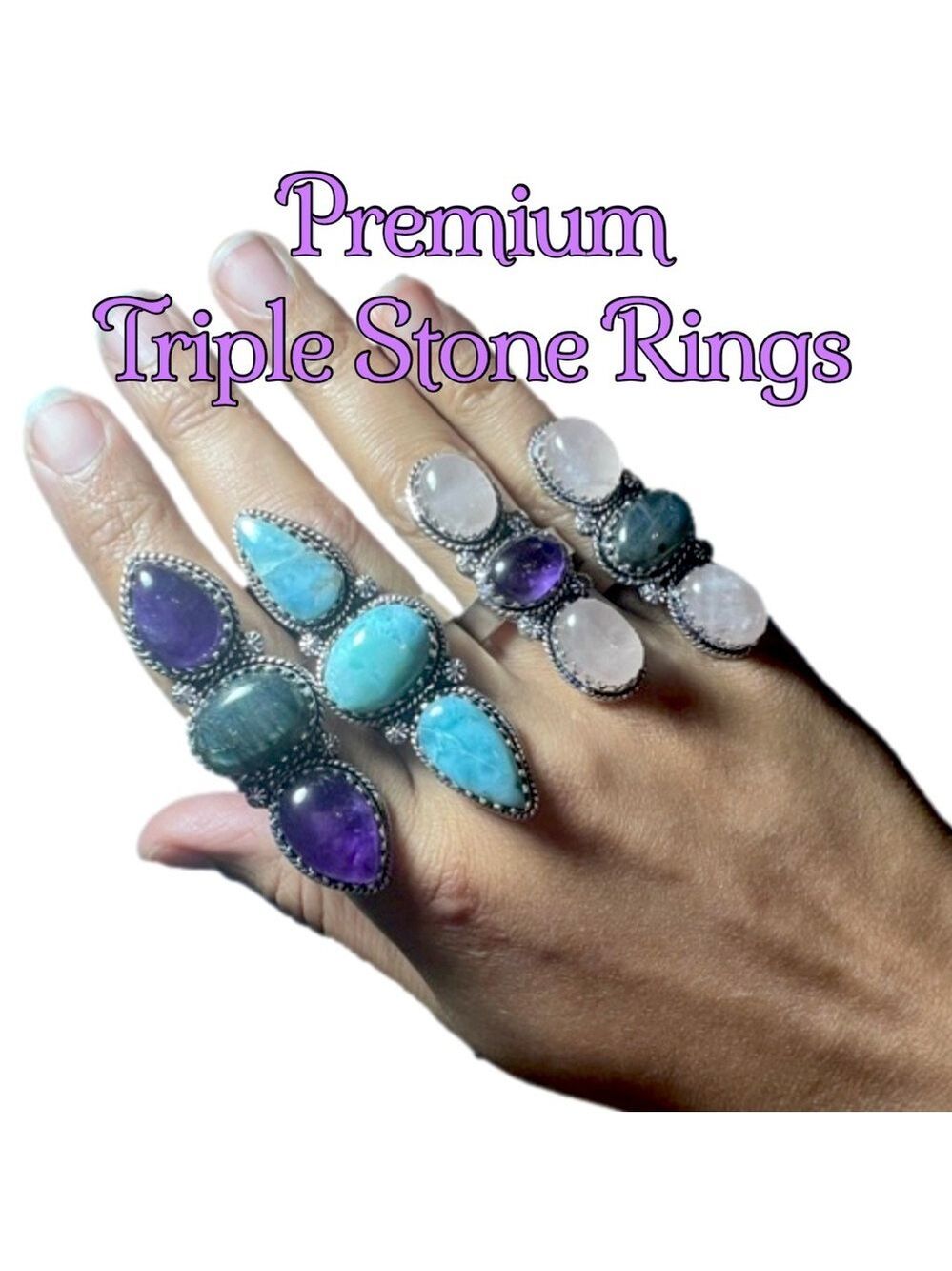 #0140 AUCTION Listing - Premium Triple 925 Gemstone Rings !